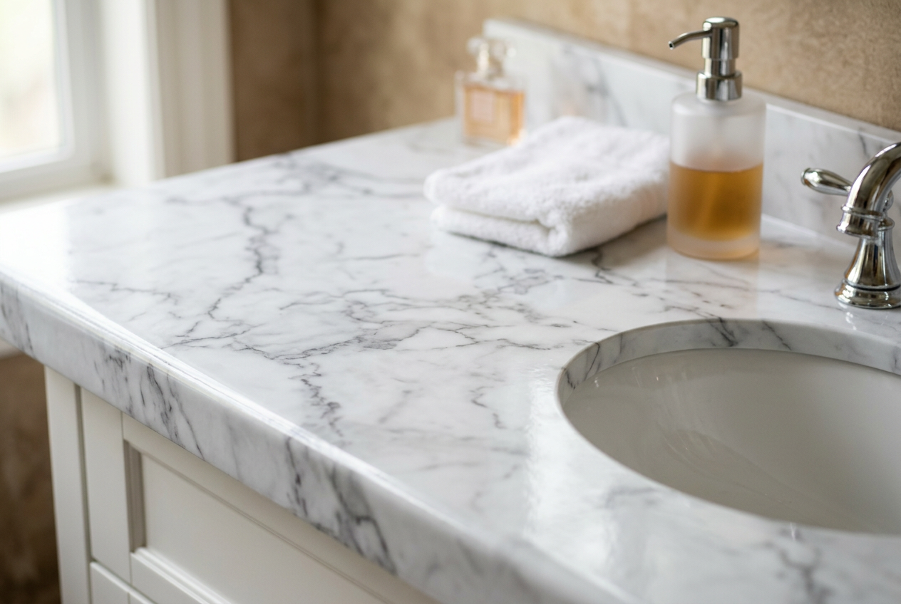 Cover Styl' Natural Marble Carrare sur plan de travail