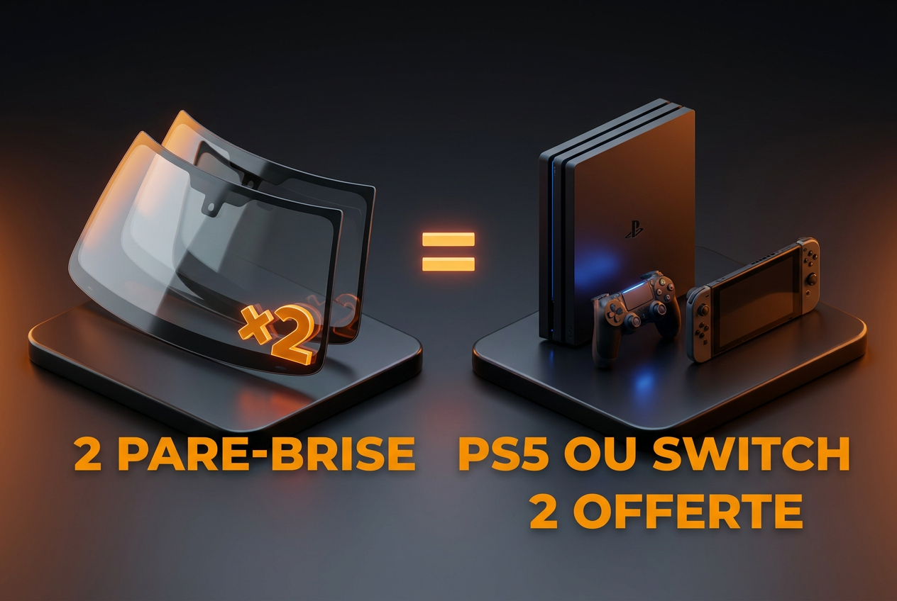 2 pare-brise = 1 PS5 ou 1 Switch 2 offerte